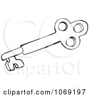 Clipart Outlined Skeleton Key 3 Royalty Free Vector Illustration