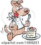 Clipart Dog Eating A Cake Royalty Free Vector Illustration by gnurf #COLLC1069201-0050