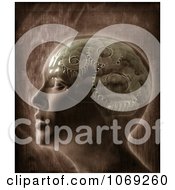 Poster, Art Print Of 3d Profiled Human Head With Gears In The Brain