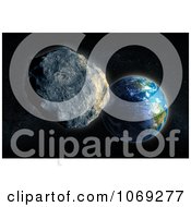 3d Asteroid Approaching Planet Earth