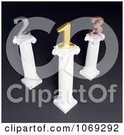 Poster, Art Print Of 3d Gold Silver And Bronze Numbers On Columns 2