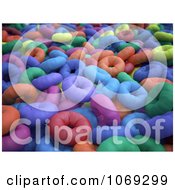 Poster, Art Print Of 3d Brightly Colored Donuts