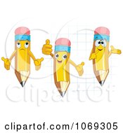 Clipart Pencils With Expressions On Graph Paper Royalty Free Vector Illustration