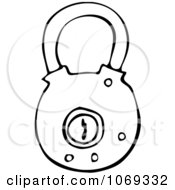 Poster, Art Print Of Outlined Round Padlock