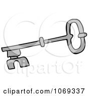 Clipart Gray Skeleton Key Royalty Free Vector Illustration
