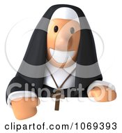Clipart 3d Nun Holding A Sign 2 Royalty Free CGI Illustration by Julos