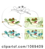 Clipart Frogs On Sticks Royalty Free Vector Illustration