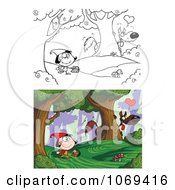 Clipart Red Riding Hood And The Big Bad Wolf Royalty Free Vector Illustration