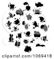 Clipart Santa Silhouettes Royalty Free Vector Illustration