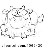Clipart Outlined Sitting Cow Royalty Free Vector Illustration