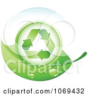 Clipart 3d Recycle Symbol On A Green Leaf Royalty Free Vector Illustration