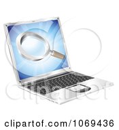 Clipart 3d Laptop With A Magnifying Glass On The Screen Royalty Free Vector Illustration
