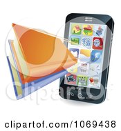 Poster, Art Print Of 3d Books Shooting Out Of A Smart Phone