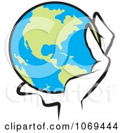 Clipart Hand Holding An American Globe Royalty Free Vector Illustration by Johnny Sajem