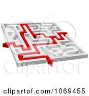 Clipart 3d Maze With Red Arrow Paths 2 Royalty Free Vector Illustration by Vector Tradition SM