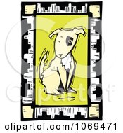 Clipart Woodcut Sitting Dog Royalty Free Vector Illustration