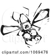 Clipart Woodcut Black And White House Fly Royalty Free Vector Illustration