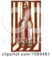Clip Art Woodcut Red Wine Bottle And Stripes Royalty Free Vector Illustration