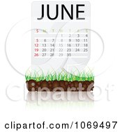 Clipart June Calendar Over Soil And Grass Royalty Free Vector Illustration