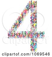 Clipart Colorful Digits Making Number 4 Royalty Free Vector Illustration