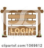 Clipart 3d Wooden Login Computer Sign Royalty Free Vector Illustration