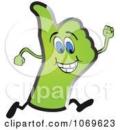 Poster, Art Print Of Running Green Thumbs Up Hand