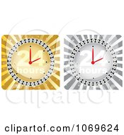 Poster, Art Print Of Gold And Silver 24 Hours Clocks