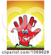 Clipart Running Red Hand And Sunset Royalty Free Vector Illustration