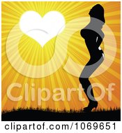 Clipart Sexy Woman Under A Heart Sunset Royalty Free Vector Illustration