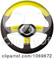 Poster, Art Print Of 3d Yellow Racing Car Steering Wheel