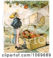 Uncle Sam Waiting For Apples Fall In His Basket - Patient Waiters Are No Losers 1897