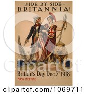Uncle Sam - Side By Side - Britannia - Britain Day 1918 - Mass Meeting