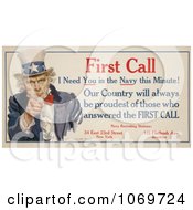 Clipart Of Uncle Sam - First Call I Need You In The Navy This Minute