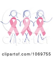 Poster, Art Print Of Breast Cancer Awareness Ribbon Women Holding Hands