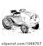 Clipart Happy Riding Mower Sketch Royalty Free Illustration