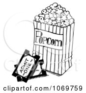 Movie Tickets And Popcorn Sketch