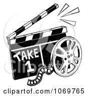 Poster, Art Print Of Take 1 Clapper Board And Film Reel Sketch
