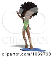 Clipart 3d Black Lifeguard Woman Stepping In A Puddle Royalty Free CGI Illustration by Ralf61