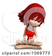 Clipart 3d Red Haired Lifeguard Woman Sitting Royalty Free CGI Illustration by Ralf61