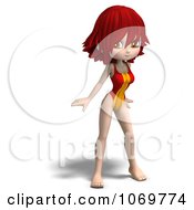 Clipart 3d Red Haired Lifeguard Woman Standing Royalty Free CGI Illustration by Ralf61