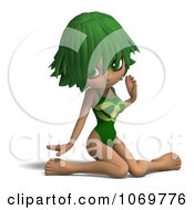 Clipart 3d Green Haired Lifeguard Woman Sitting Royalty Free CGI Illustration by Ralf61