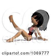 Clipart 3d Black Haired Lifeguard Woman Lifting Her Leg And Relaxing Royalty Free CGI Illustration by Ralf61