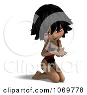 Clipart 3d Black Haired Lifeguard Woman Kneeling And Gesturing Royalty Free CGI Illustration by Ralf61