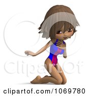 Clipart 3d Brunette Lifeguard Woman Kneeling Royalty Free CGI Illustration by Ralf61