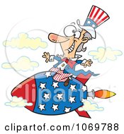Poster, Art Print Of Uncle Sam Riding A Rocket