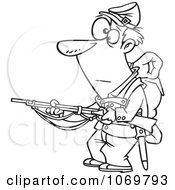 Clipart Outlined Union Soldier Holding A Rifle Royalty Free Vector Illustration