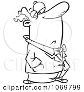 Clipart Outlined Snobbish Man With His Nose In The Air Royalty Free Vector Illustration