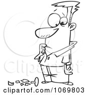 Clipart Outlined Man Standing Over Broken Glass Royalty Free Vector Illustration