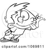 Clipart Outlined Boy Sticking His Tongue Out And Making A Funny Face Royalty Free Vector Illustration