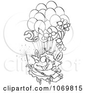 Poster, Art Print Of Outlined Fairy Floating With Balloons
